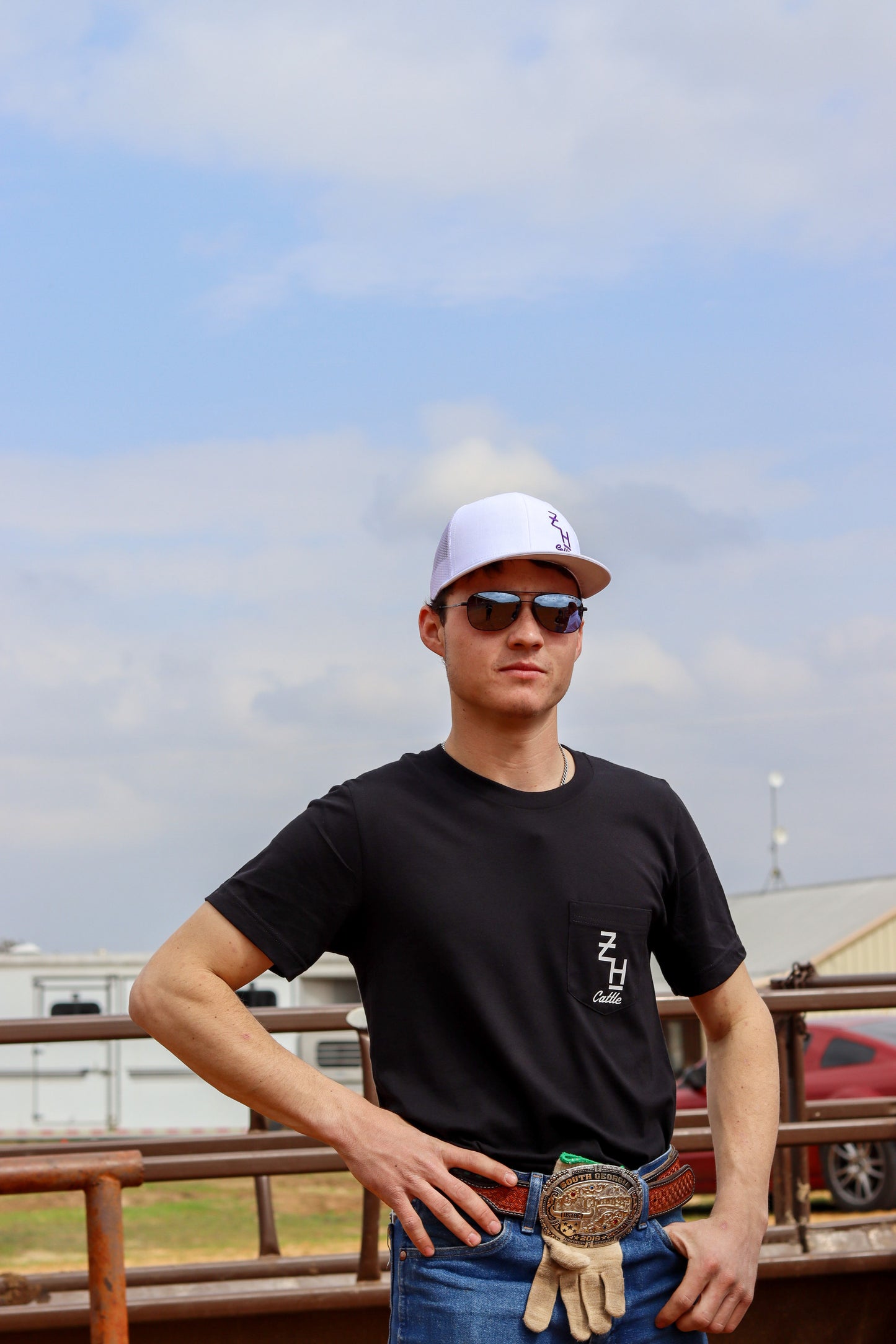 Black pocket T with bull