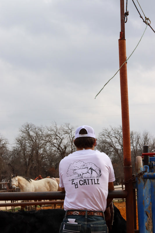 White Pocket T with bull